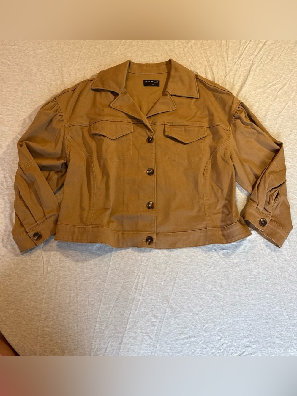 Lane Bryant Brown/Tan Cropped Utility Jacket